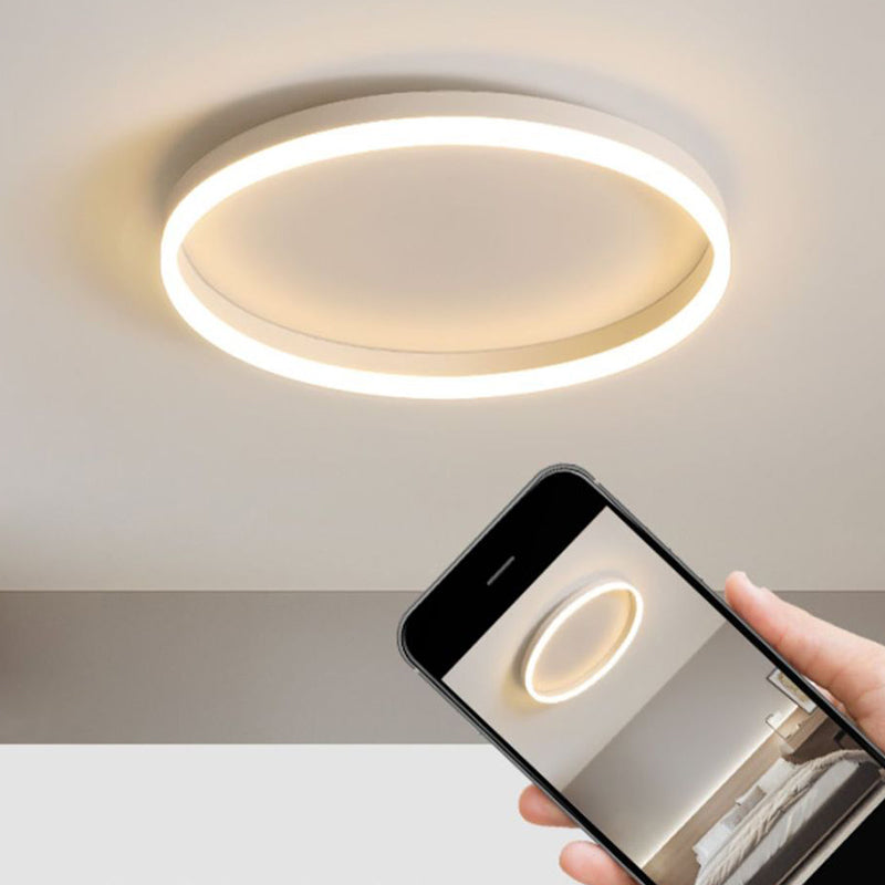 Plafonnier LED Rond Minimaliste Moderne en Fer Aluminium Acrylique pour Chambre 