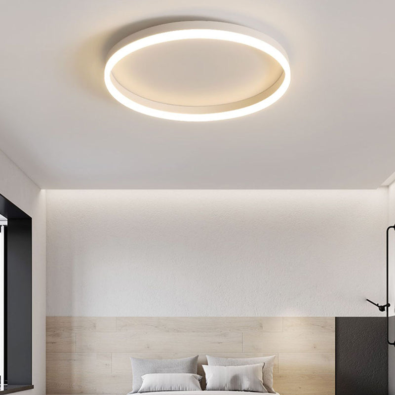 Plafonnier LED Rond Minimaliste Moderne en Fer Aluminium Acrylique pour Chambre 