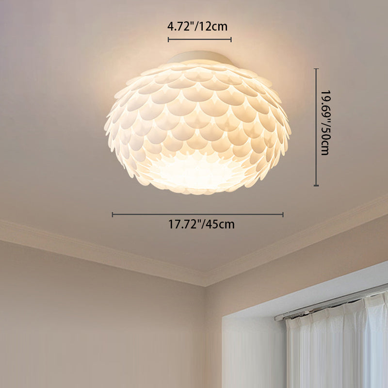 Plafonnier contemporain créatif rond en fer avec fleurs en PVC à 1 lumière pour chambre 