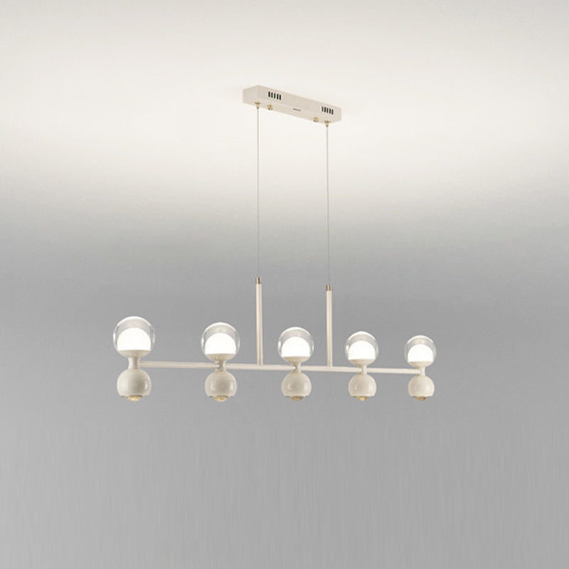 Lustre LED en verre acrylique aluminium fer linéaire rond minimaliste moderne pour salle à manger 