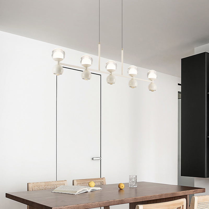 Lustre LED en verre acrylique aluminium fer linéaire rond minimaliste moderne pour salle à manger 