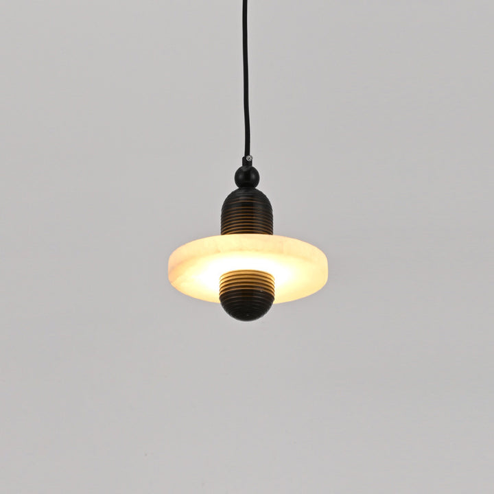 Lustre à LED ovale rond en fer et marbre scandinave contemporain pour chambre 
