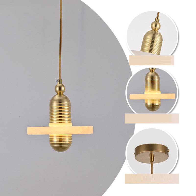 Lustre à LED ovale rond en fer et marbre scandinave contemporain pour chambre 