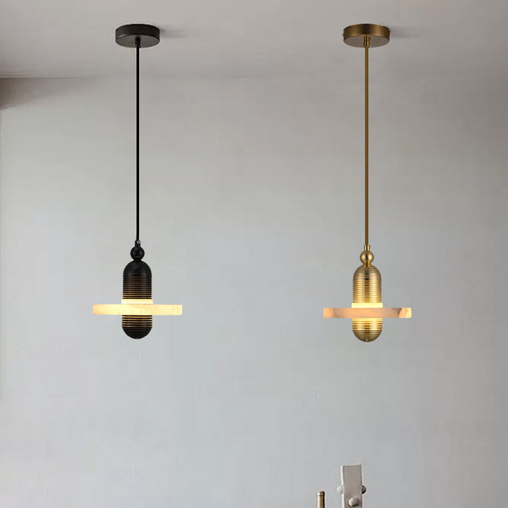 Lustre à LED ovale rond en fer et marbre scandinave contemporain pour chambre 