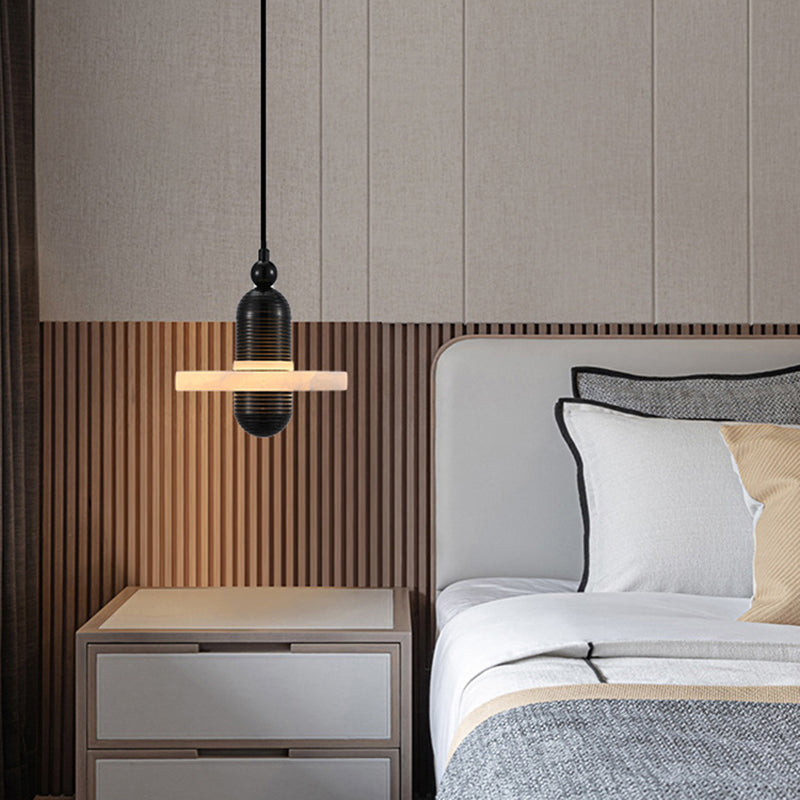 Lustre à LED ovale rond en fer et marbre scandinave contemporain pour chambre 