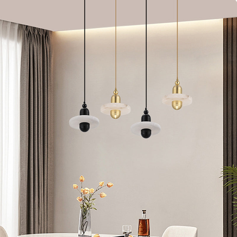 Lustre à LED ovale rond en fer et marbre scandinave contemporain pour chambre 