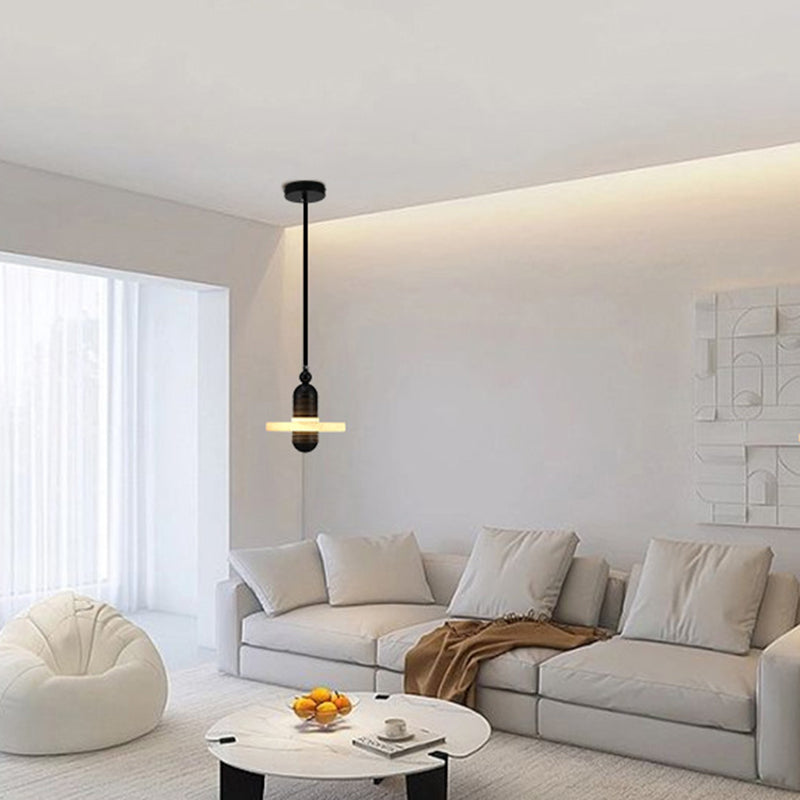 Lustre à LED ovale rond en fer et marbre scandinave contemporain pour chambre 