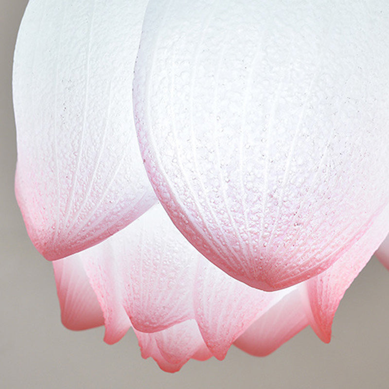 Chandelier traditionnel chinois en résine de fer linéaire ronde de lotus 1/3 lumière pour salle à manger 