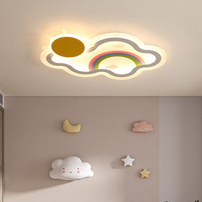 Luz de techo LED de montaje empotrado de hierro acrílico con nube arcoíris para niños creativos contemporáneos para dormitorio 