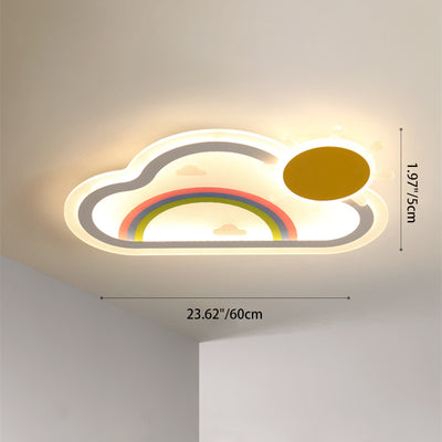 Luz de techo LED de montaje empotrado de hierro acrílico con nube arcoíris para niños creativos contemporáneos para dormitorio 