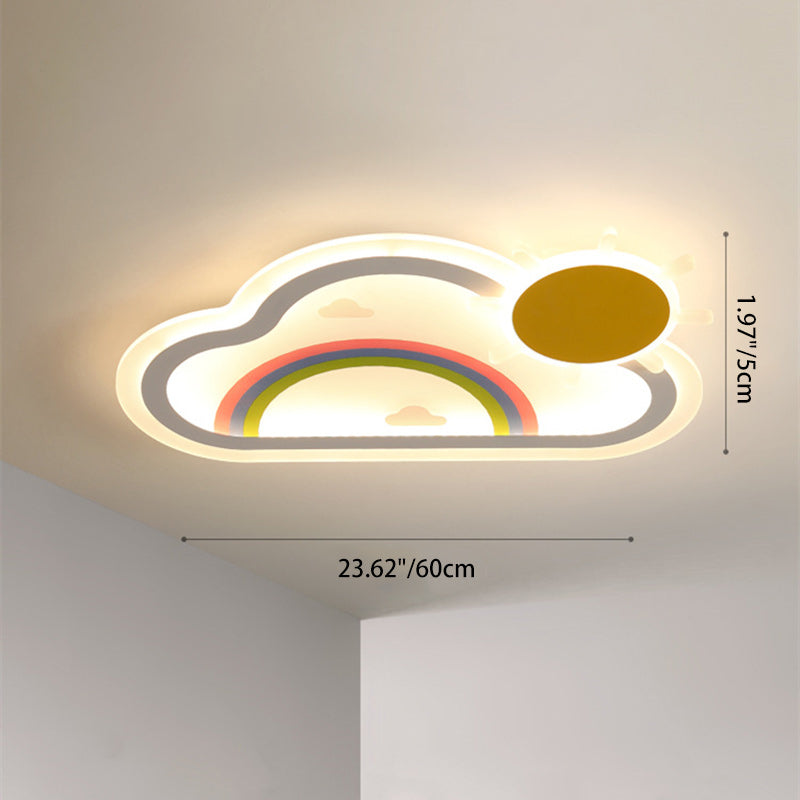 Luz de techo LED de montaje empotrado de hierro acrílico con nube arcoíris para niños creativos contemporáneos para dormitorio 