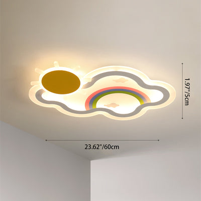 Luz de techo LED de montaje empotrado de hierro acrílico con nube arcoíris para niños creativos contemporáneos para dormitorio 