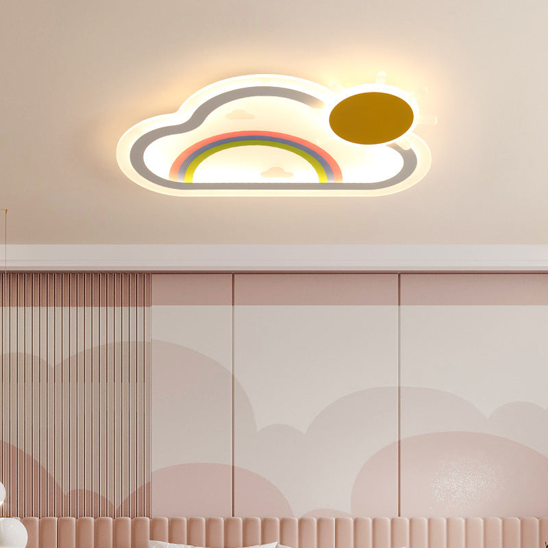Luz de techo LED de montaje empotrado de hierro acrílico con nube arcoíris para niños creativos contemporáneos para dormitorio 