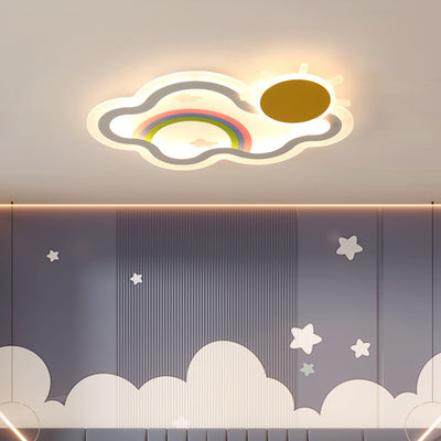 Luz de techo LED de montaje empotrado de hierro acrílico con nube arcoíris para niños creativos contemporáneos para dormitorio 