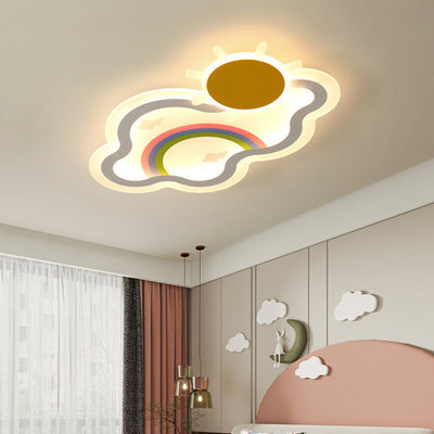 Luz de techo LED de montaje empotrado de hierro acrílico con nube arcoíris para niños creativos contemporáneos para dormitorio 
