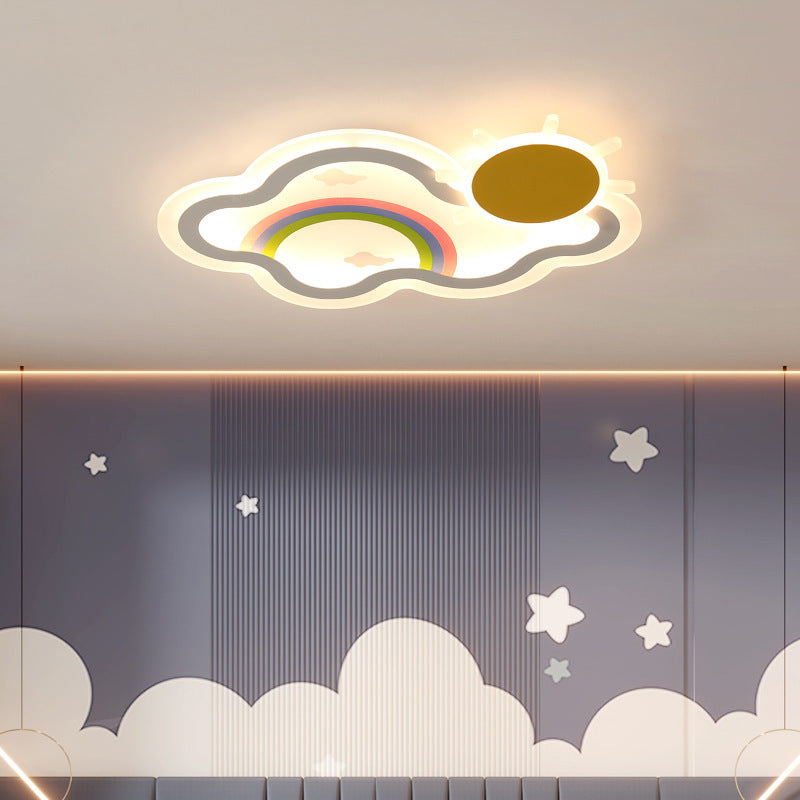 Luz de techo LED de montaje empotrado de hierro acrílico con nube arcoíris para niños creativos contemporáneos para dormitorio 