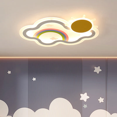 Luz de techo LED de montaje empotrado de hierro acrílico con nube arcoíris para niños creativos contemporáneos para dormitorio 