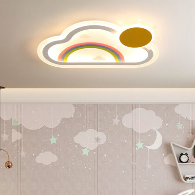 Luz de techo LED de montaje empotrado de hierro acrílico con nube arcoíris para niños creativos contemporáneos para dormitorio 