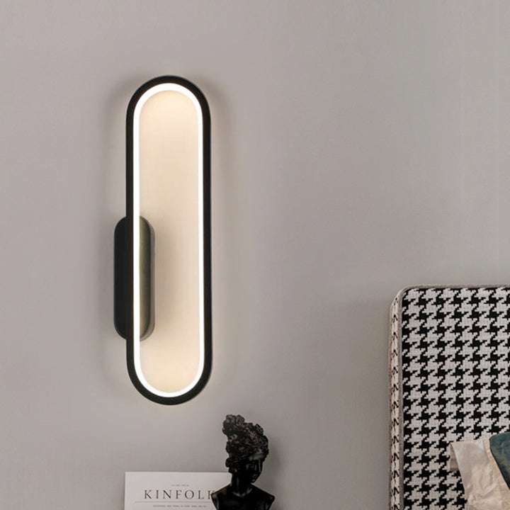 Modern Minimalist Oval Linear Hardware Acrylic LED Wall Sconce Lamp For Bedroom