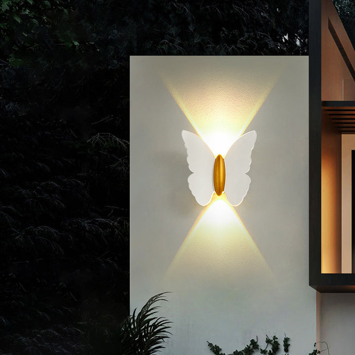 Contemporary Creative Waterproof Butterfly Aluminum Optical Lens LED Wall Sconce Lamp For Outdoor