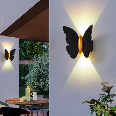 Applique murale LED en aluminium avec lentille optique papillon créatif contemporain étanche pour extérieur 