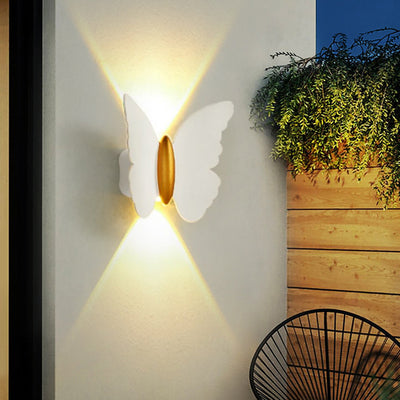 Applique murale LED en aluminium avec lentille optique papillon créatif contemporain étanche pour extérieur 