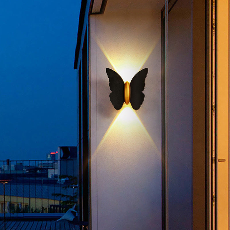Applique murale LED en aluminium avec lentille optique papillon créatif contemporain étanche pour extérieur 