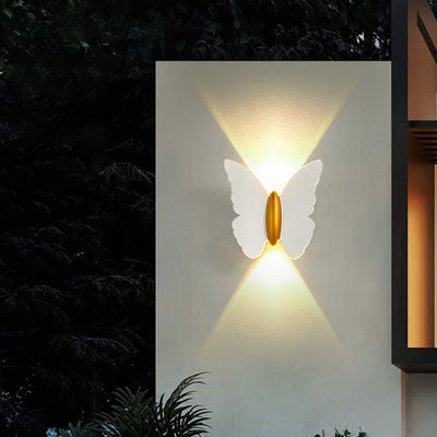 Applique murale LED en aluminium avec lentille optique papillon créatif contemporain étanche pour extérieur 