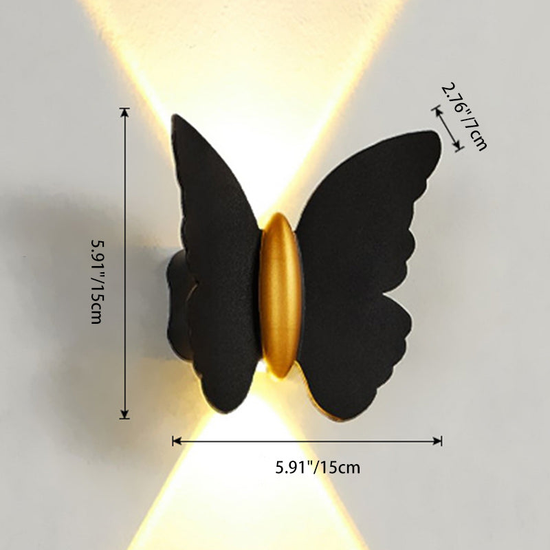 Applique murale LED en aluminium avec lentille optique papillon créatif contemporain étanche pour extérieur 