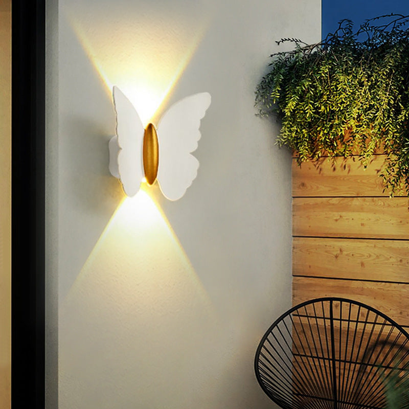Applique murale LED en aluminium avec lentille optique papillon créatif contemporain étanche pour extérieur 