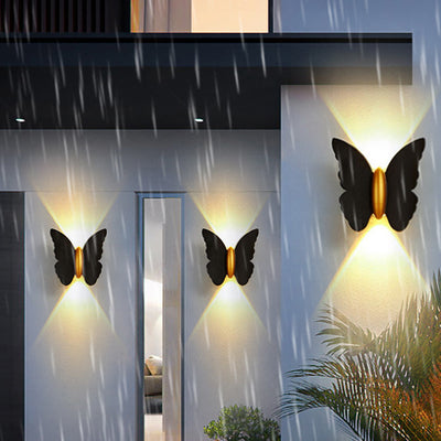 Applique murale LED en aluminium avec lentille optique papillon créatif contemporain étanche pour extérieur 