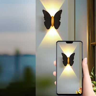Applique murale LED en aluminium avec lentille optique papillon créatif contemporain étanche pour extérieur 