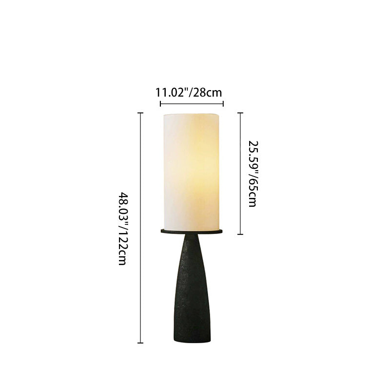 Zeitgenössische skandinavische runde Zylinderkegel Stoff Holz 1-Licht Stehlampe für das Wohnzimmer 