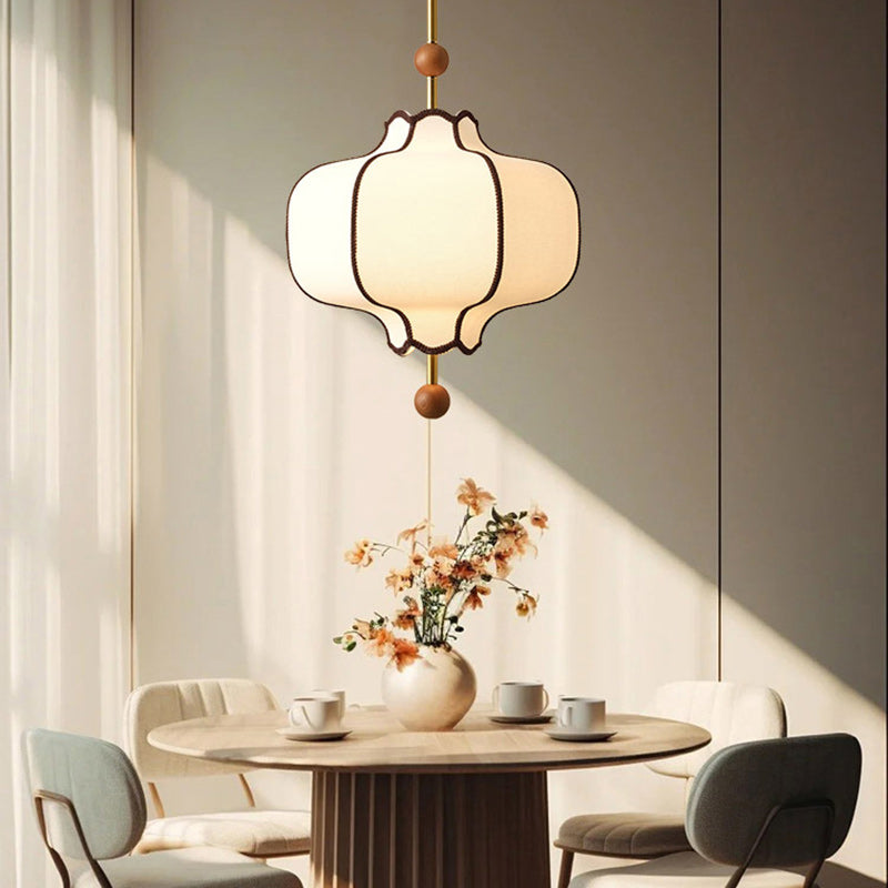 Lustre suspendu traditionnel vintage hexagonal en bois de frêne courbé avec tissu et matériel, 1/3 lumière pour chambre 