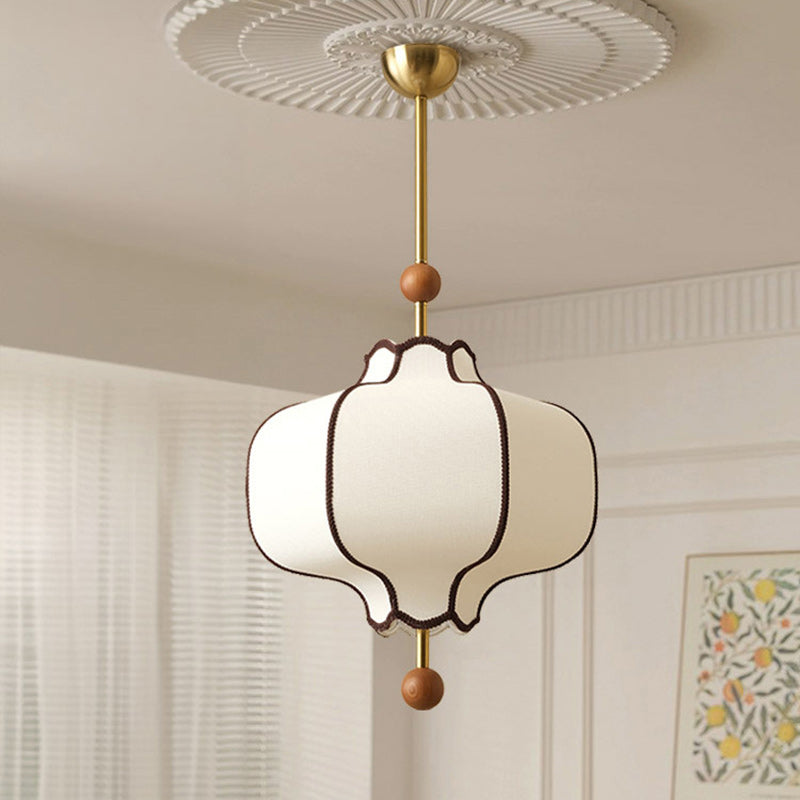 Lustre suspendu traditionnel vintage hexagonal en bois de frêne courbé avec tissu et matériel, 1/3 lumière pour chambre 