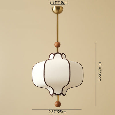 Traditional Vintage Hexagonal Curved Ash Wood Fabric Hardware 1/3 Light Pendant Light For Bedroom