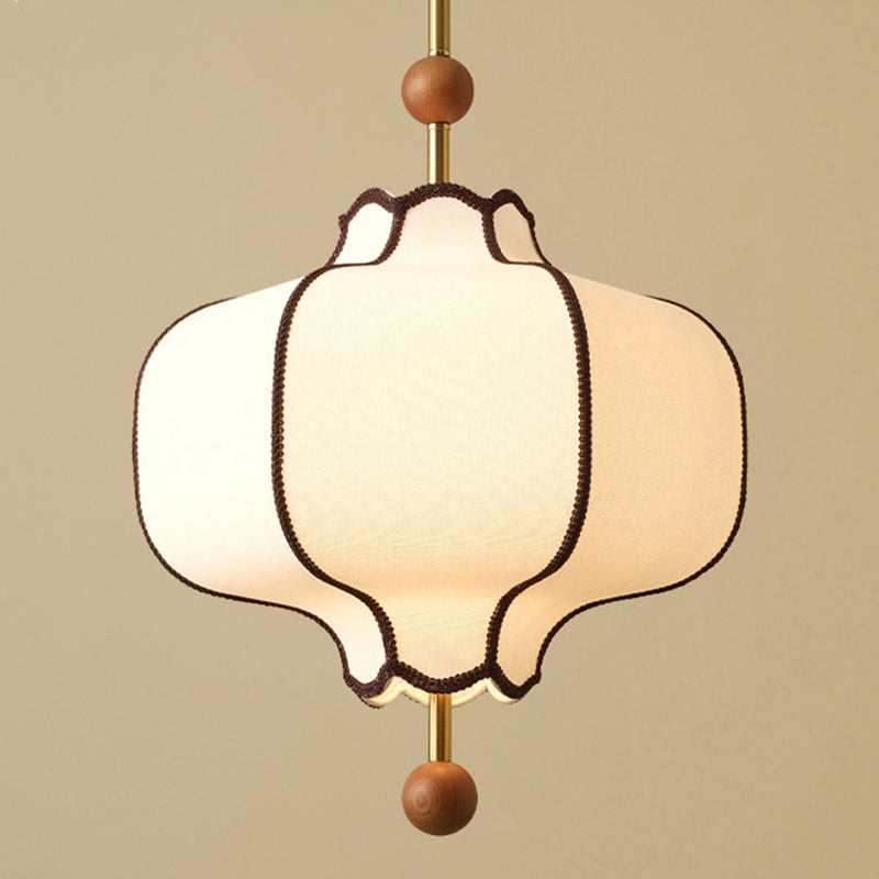 Lustre suspendu traditionnel vintage hexagonal en bois de frêne courbé avec tissu et matériel, 1/3 lumière pour chambre 