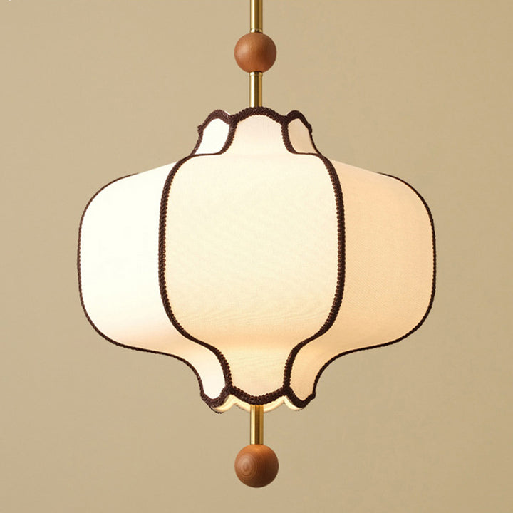 Lustre suspendu traditionnel vintage hexagonal en bois de frêne courbé avec tissu et matériel, 1/3 lumière pour chambre 