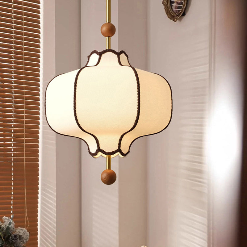 Lustre suspendu traditionnel vintage hexagonal en bois de frêne courbé avec tissu et matériel, 1/3 lumière pour chambre 