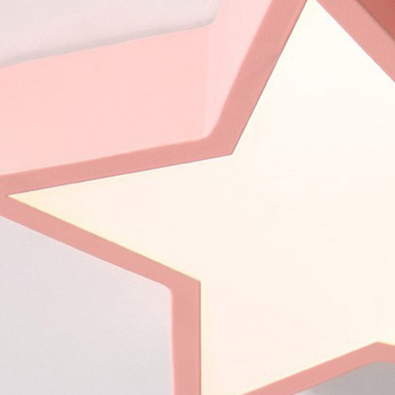 Luz de techo LED empotrada de hierro acrílico con luna de macaron y estrellas para dormitorio de niños creativos contemporáneos 