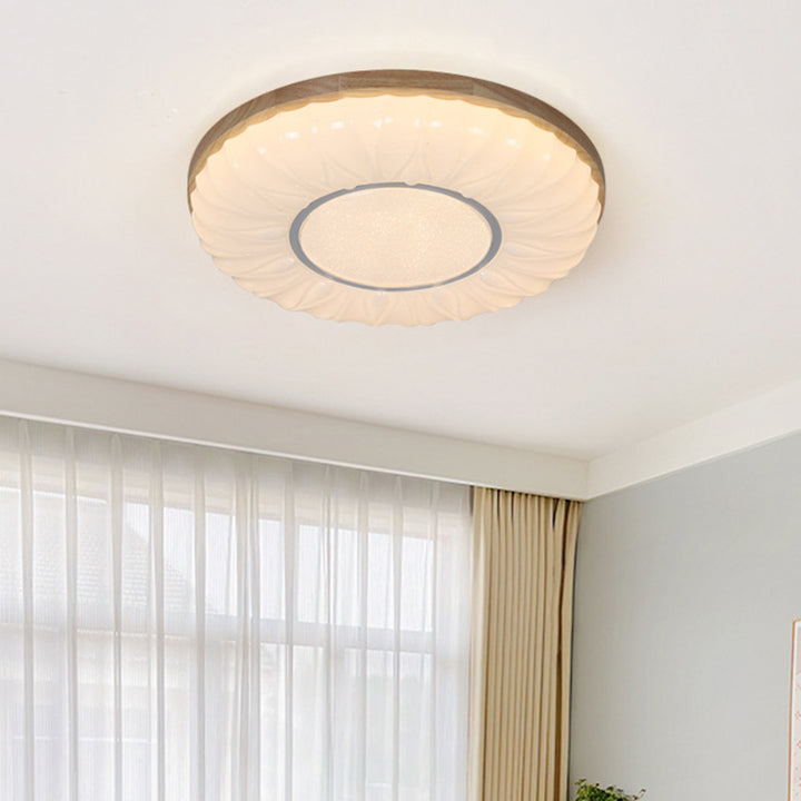 مصباح سقف LED مثبت بتصميم قبة مستديرة من الحديد وخشب PS على الطراز الاسكندنافي المعاصر لغرفة النوم 