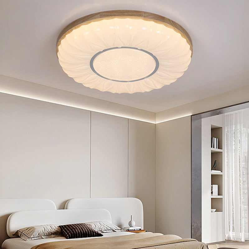 مصباح سقف LED مثبت بتصميم قبة مستديرة من الحديد وخشب PS على الطراز الاسكندنافي المعاصر لغرفة النوم 