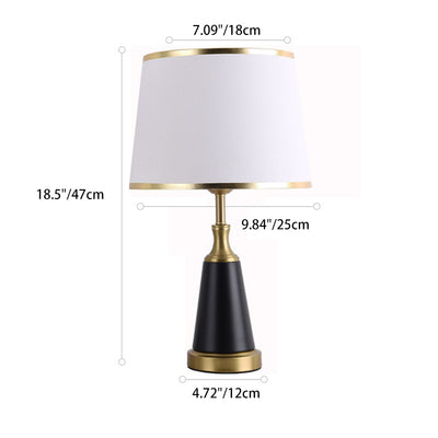 Moderner minimalistischer Zylinderkegel Eisen Stoff 1-Licht Tischlampe für das Schlafzimmer 