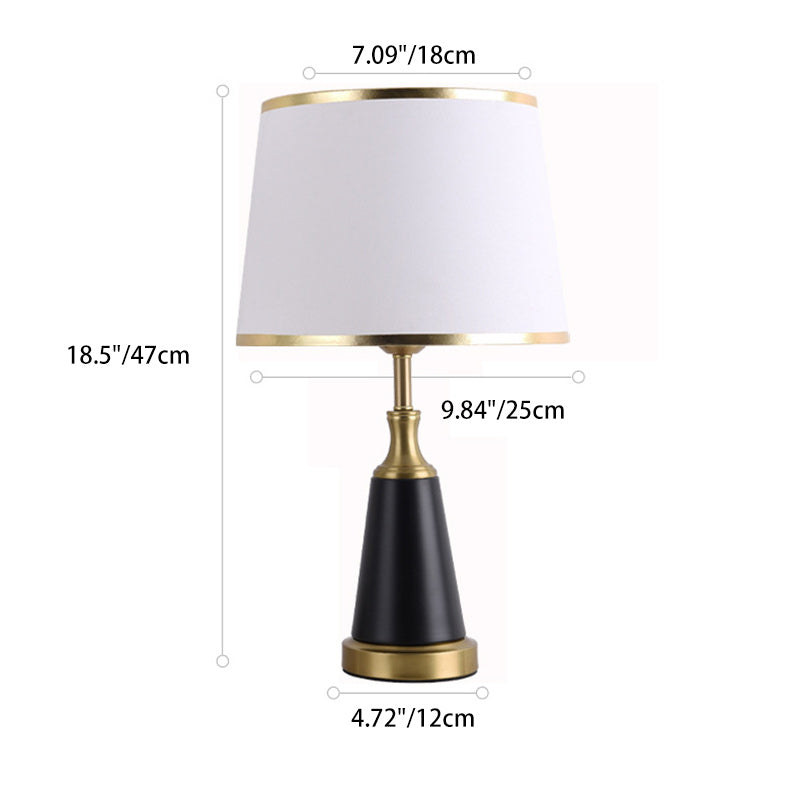 Moderner minimalistischer Zylinderkegel Eisen Stoff 1-Licht Tischlampe für das Schlafzimmer 