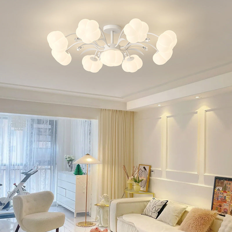 Luz de techo semiempotrada LED de hierro PE redonda creativa contemporánea para sala de estar 
