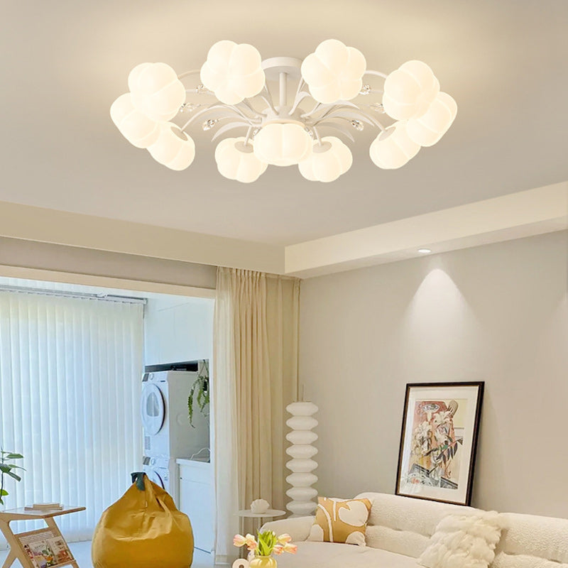 Luz de techo semiempotrada LED de hierro PE redonda creativa contemporánea para sala de estar 