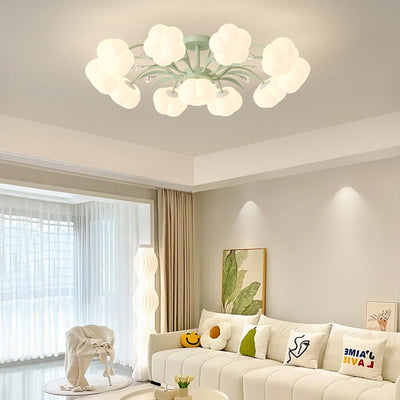 Luz de techo semiempotrada LED de hierro PE redonda creativa contemporánea para sala de estar 