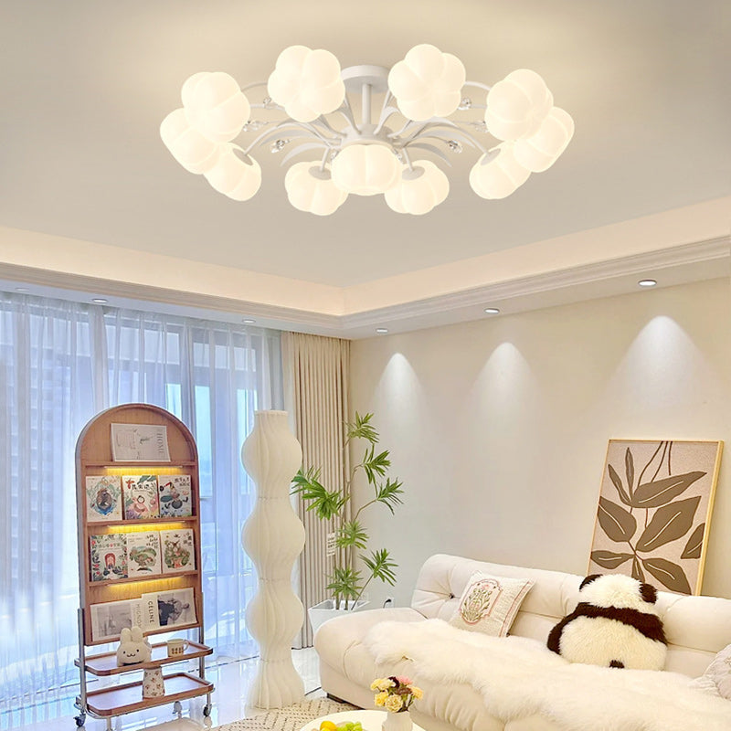 Luz de techo semiempotrada LED de hierro PE redonda creativa contemporánea para sala de estar 