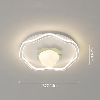 Luz de techo LED empotrada redonda de hierro PE con diseño de ola de flores crema escandinava contemporánea para dormitorio 