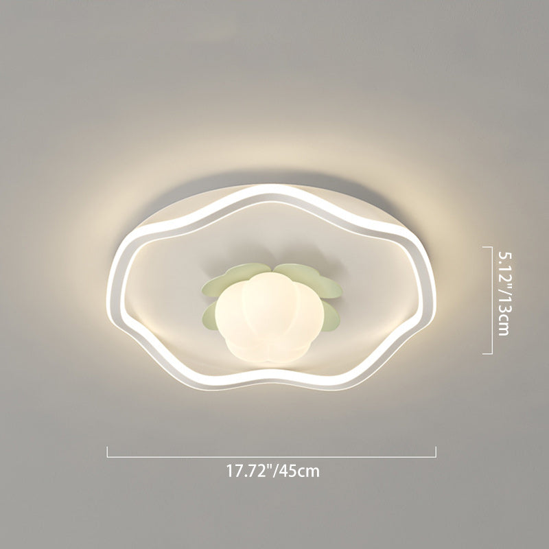 Luz de techo LED empotrada redonda de hierro PE con diseño de ola de flores crema escandinava contemporánea para dormitorio 
